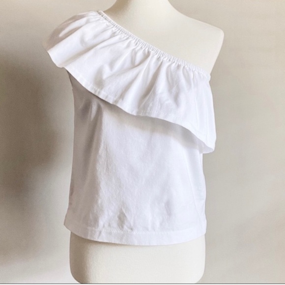 J. Crew Tops - J Crew One Shoulder Blouse White Size XS